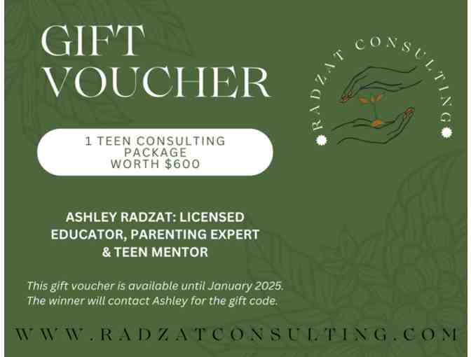 Teen Consulting Package with Ashley Radzat, Teen Mentor