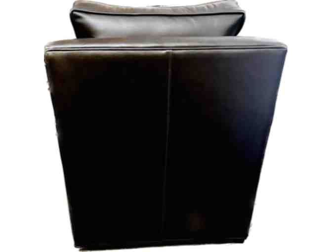 Set of Leather Swivel Accent Chairs