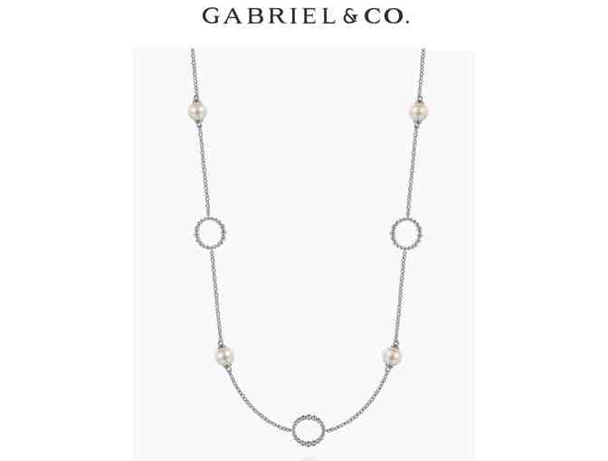 Pearl Open Circle Station Necklace