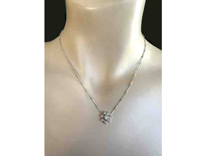 XIV Karats: 14 Karat White Gold and Diamond Necklace