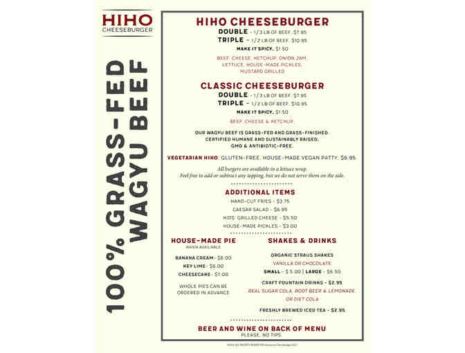 HiHo Cheeseburger - Dinner for Four