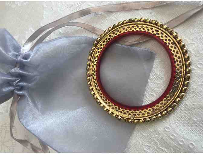 Red Interior Gold Bangle Bracelet