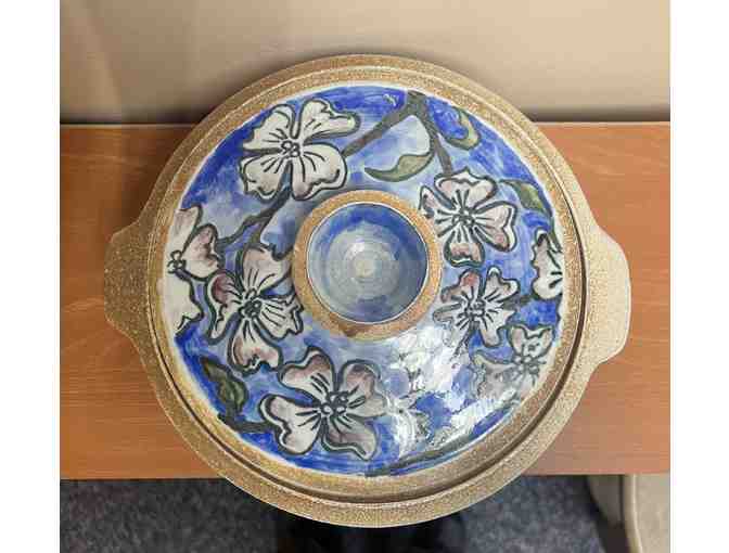 Hand Painted Ceramic Floral Covered Bowl