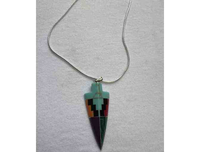 Aztec Arrowhead Pendant on Sterling Necklace