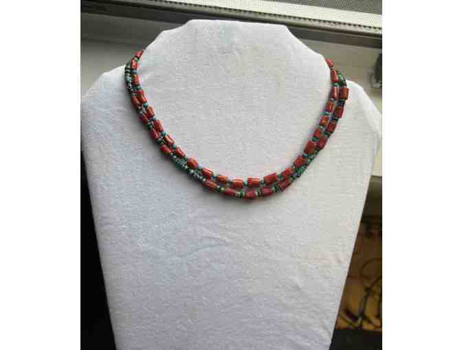 Turquoise and Orange Jasper Choker Necklaces