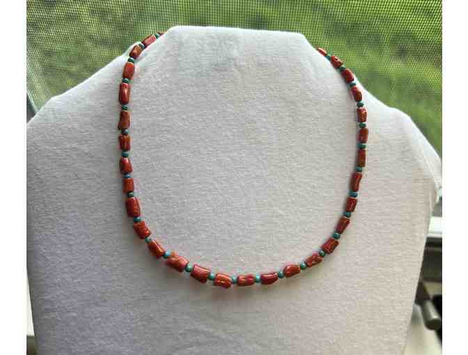 Turquoise and Orange Jasper Choker Necklaces