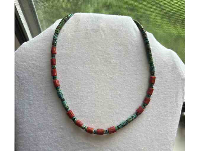 Turquoise and Orange Jasper Choker Necklaces