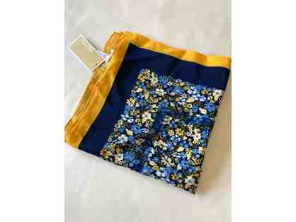 Michael Kors Printed Border Square Scarf in Navy