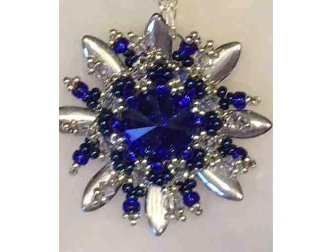 Lotus Flower Sapphire necklace and earring set