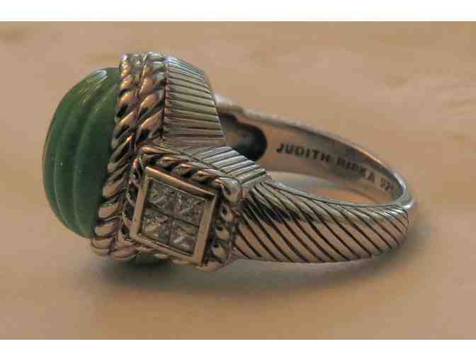 JUDITH RIPKA STERLING SILVER CARVED BLUE/GREEN TURQUOISE SOLITAIRE RING