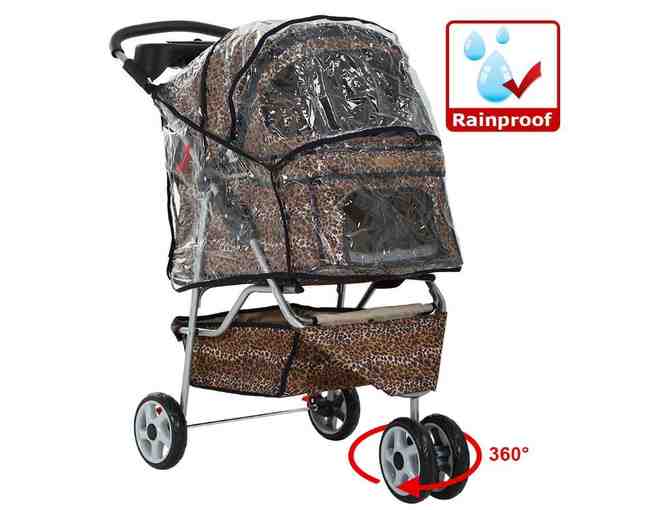 All Terrain Extra Wide 3 Wheels Pet Dog Cat Stroller w/RainCover