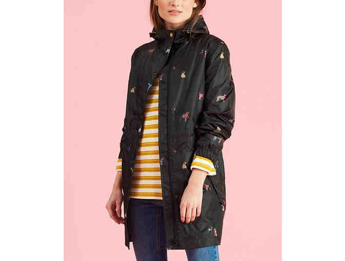 Joules Dogs Golightly Hooded Waterproof Zip-Up Jacket - Women size 10