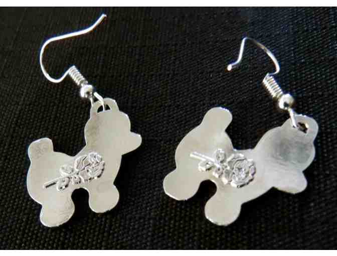 Cute blue enamel poodle earrings