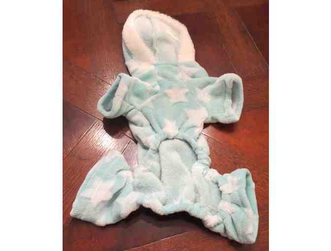 Toasty warm pet fur onsie - Aqua with white stars
