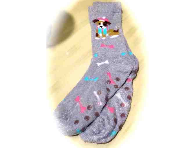 Christmas puppy chenille non skid socks