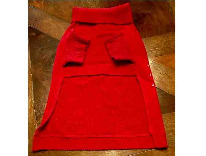 Red bedazzled turtle neck sweater dress