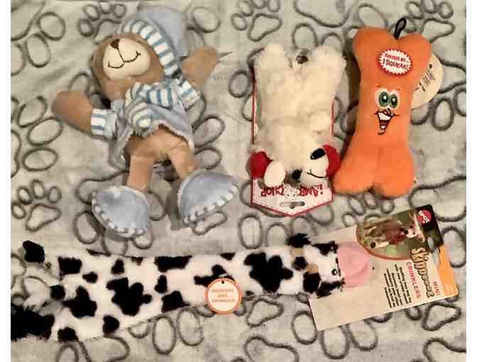 Gray Paw Print Pet Bed with Toys