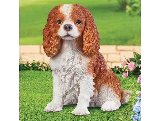 Hand-Painted Realistic King Charles Cavalier Spaniel Puppy Statue - Photo 1