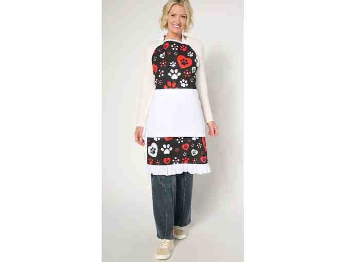 Pawfetti Hearts and Pawprints Printed Apron with Removable Towel and Extra Towel - Photo 1