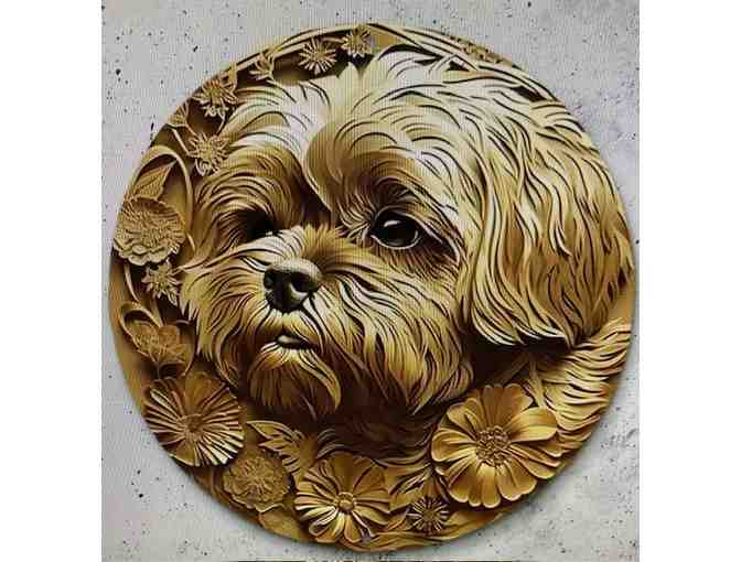 Golden Flower Shih Tzu Plaque: 8" - Photo 1