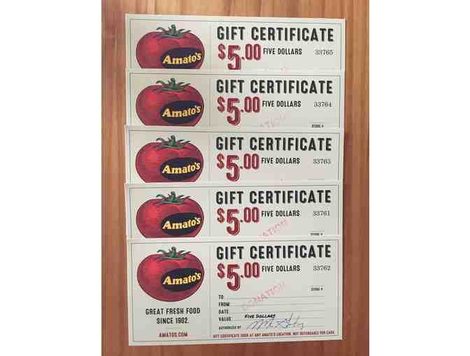 $10 in Amato's Gift Certificates