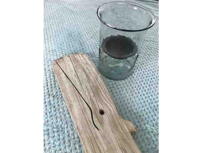 Wood Whale and Hurricane Lamp donated by Berkshire Hathaway Realty