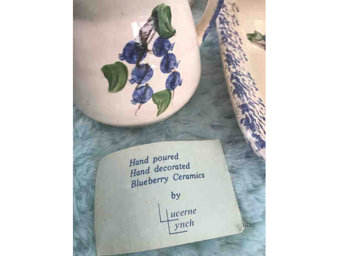 Antique hand-painted Maine blueberry pitcher and coffee set