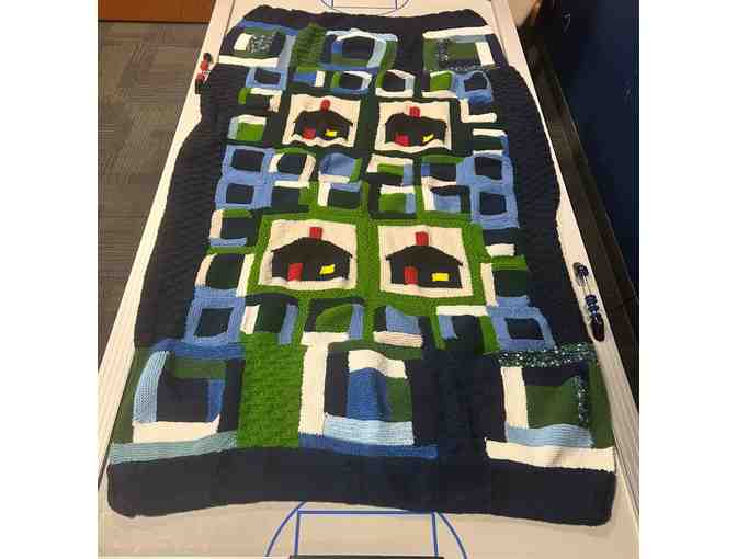 Hand Knit Cabin Blanket-Blue