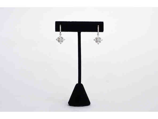 Diamond and White Gold Flower Earrings