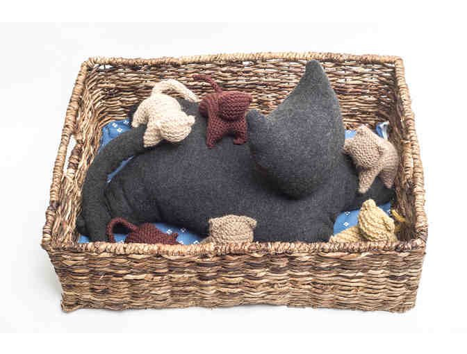 Handknit and Sewn Basket of Kitties by GMWS Parent Handwork