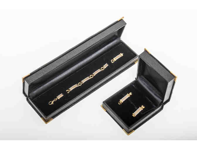 White & Yellow 14 ct. Gold Earring and Bracelet Set