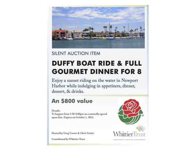 Duffy Boat & Gourmet Dinner