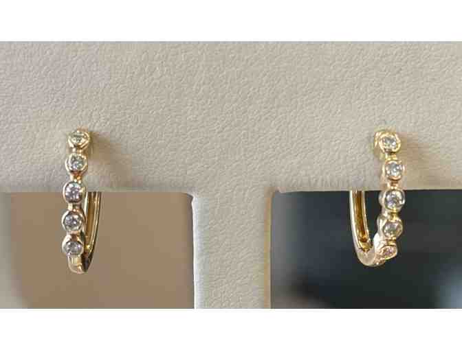 14 Karat Yellow Gold Diamond Hoop Earrings