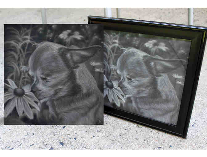 Beautiful Charcoal/Pastel Portrait of Harley - Framed