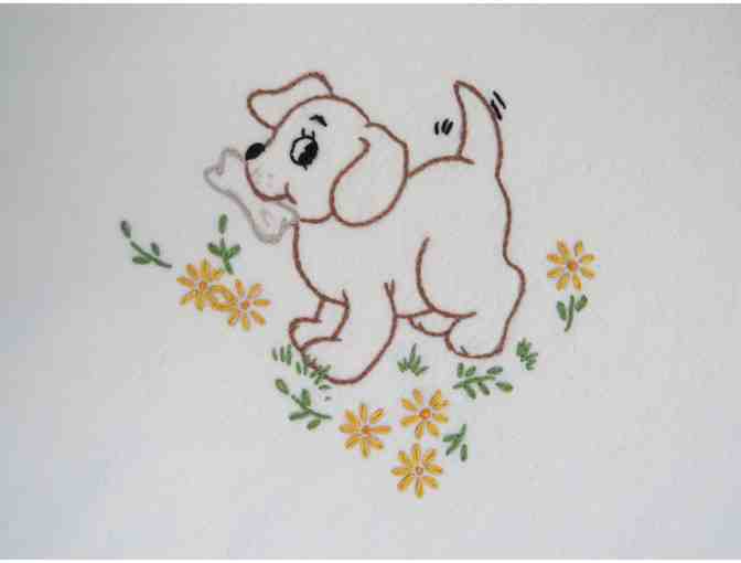 Dogs Loving Freedom Hand-Embroidered Kitchen Towels