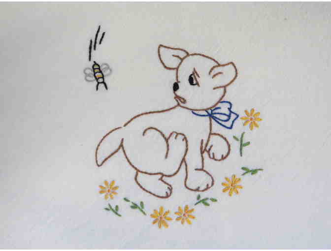 Dogs Loving Freedom Hand-Embroidered Kitchen Towels