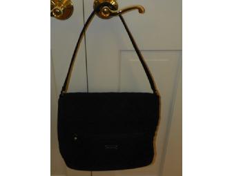 Vera Bradley: Black Microfiber Flap Shoulder bag