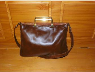 Vintage Leather Bag with Snakeskin Accents