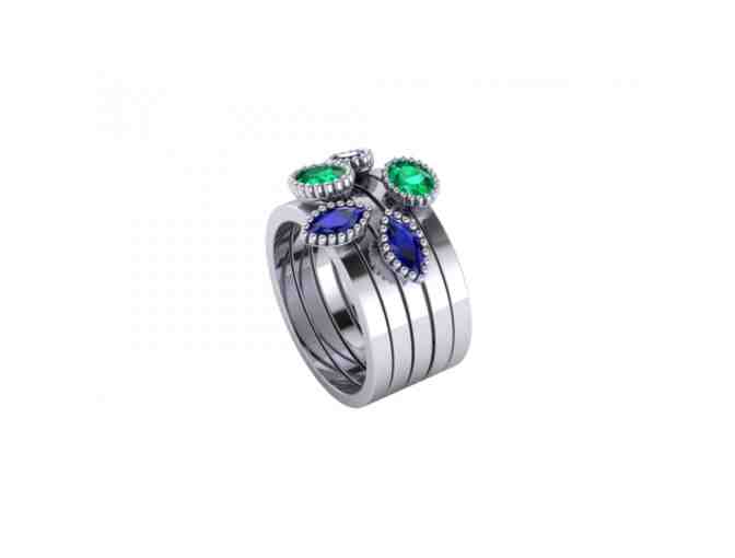 Minneapolis Sapphire & Emerald Sterling Silver Signature Stacked Ring Set