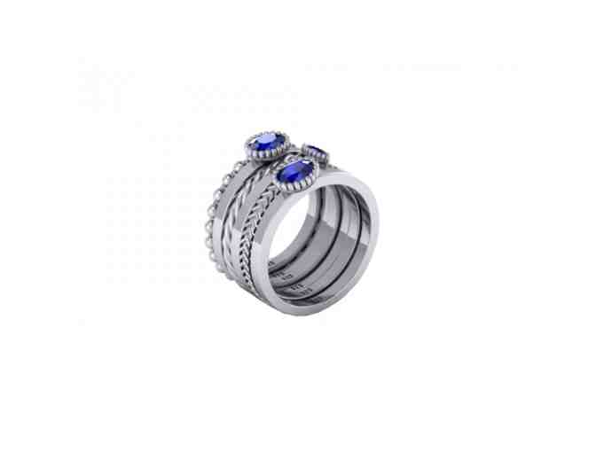 Melanie Signature - Sterling Silver And Sapphire Stacked Ring Set