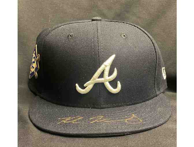 Chipper Jones Autographed Baseball and Day Cap Autographed by Kyle Wright