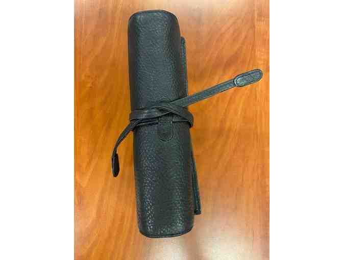 Black Leather Travel Jewelry Roll