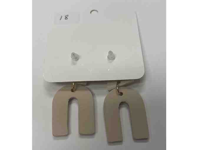 Handmade Beige and White Clay Earrings