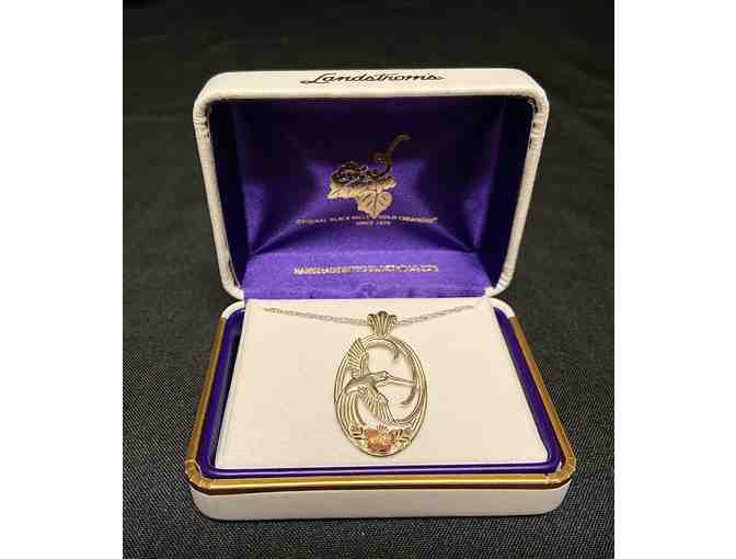 Sterling Silver and Black Hills Gold Hummingbird Pendant