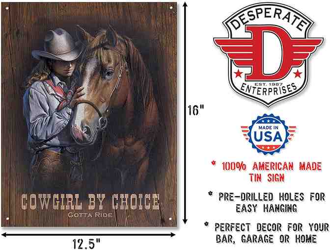 Cowgirl by Choice Tin Sign