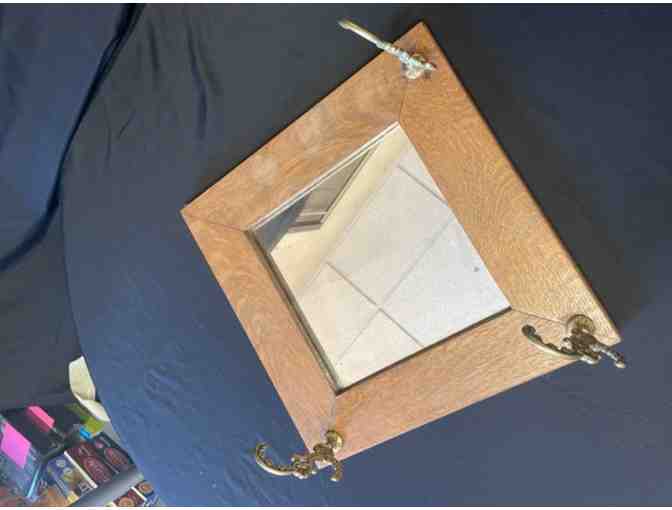 Vintage Mirror with Three Metal Hooks