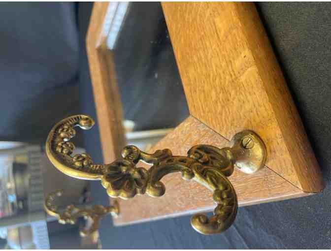 Vintage Mirror with Three Metal Hooks