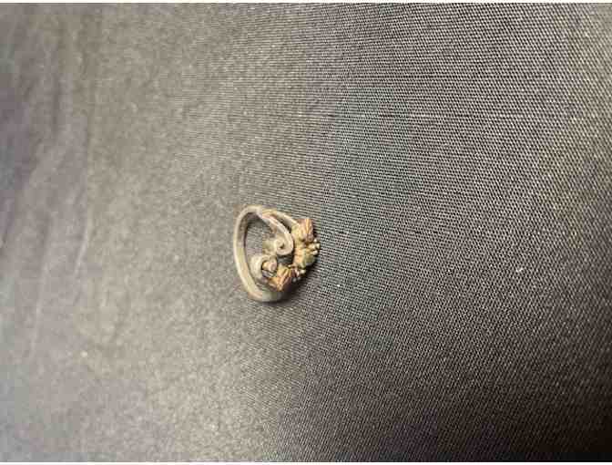 Ring with Black Hills Gold Leaves and Silver Grapes