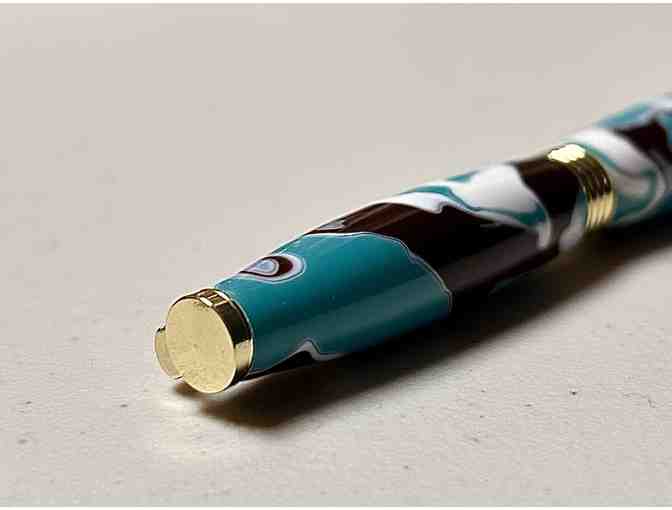 Teal, Brown, and White Handcrafted Pen from Paul's Pens