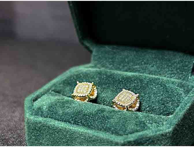 10k Yellow-Gold Diamond-Cluster Earrings